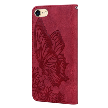 Retro Skin Feel Butterflies Embossing Horizontal Flip Leather Case with Holder & Card Slots & Wallet For iPhone 6 / 6s(Red)-garmade.com