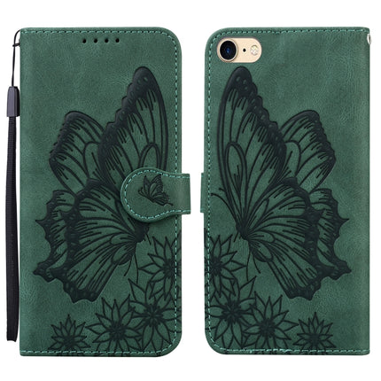 Retro Skin Feel Butterflies Embossing Horizontal Flip Leather Case with Holder & Card Slots & Wallet For iPhone 6 / 6s(Green)-garmade.com