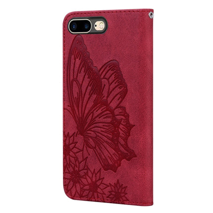 Retro Skin Feel Butterflies Embossing Horizontal Flip Leather Case with Holder & Card Slots & Wallet For iPhone 6 Plus / 6s Plus(Red)-garmade.com