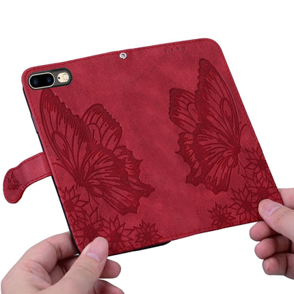 Retro Skin Feel Butterflies Embossing Horizontal Flip Leather Case with Holder & Card Slots & Wallet For iPhone 6 Plus / 6s Plus(Red)-garmade.com