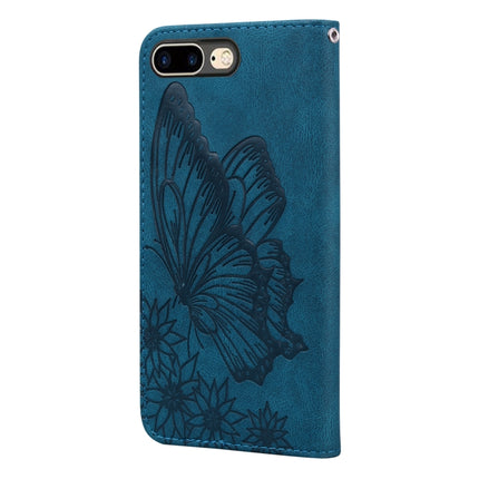 Retro Skin Feel Butterflies Embossing Horizontal Flip Leather Case with Holder & Card Slots & Wallet For iPhone 6 Plus / 6s Plus(Blue)-garmade.com