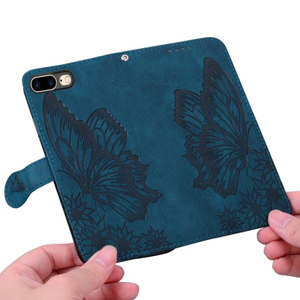 Retro Skin Feel Butterflies Embossing Horizontal Flip Leather Case with Holder & Card Slots & Wallet For iPhone 6 Plus / 6s Plus(Blue)-garmade.com