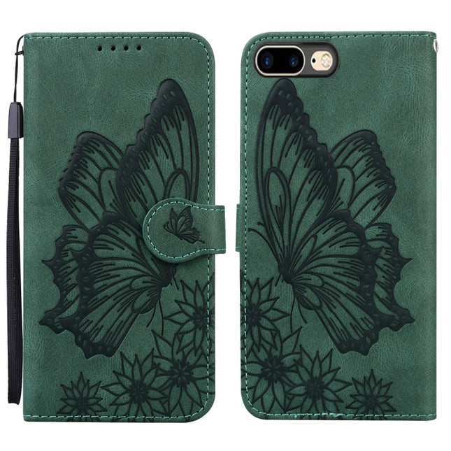 Retro Skin Feel Butterflies Embossing Horizontal Flip Leather Case with Holder & Card Slots & Wallet For iPhone 6 Plus / 6s Plus(Green)-garmade.com