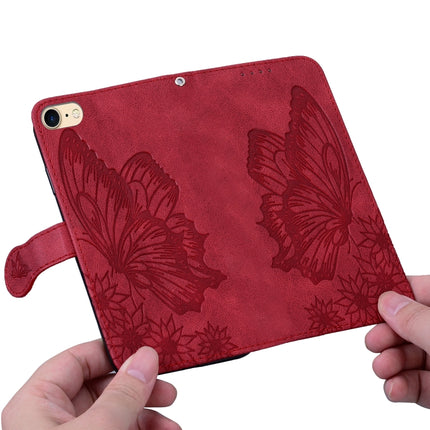 Retro Skin Feel Butterflies Embossing Horizontal Flip Leather Case with Holder & Card Slots & Wallet For iPhone SE 2020 / 8 / 7(Red)-garmade.com