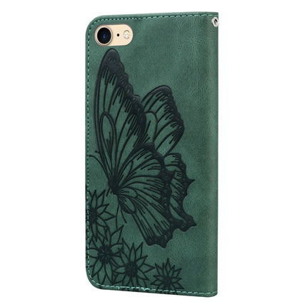 Retro Skin Feel Butterflies Embossing Horizontal Flip Leather Case with Holder & Card Slots & Wallet For iPhone SE 2020 / 8 / 7(Green)-garmade.com