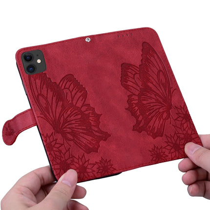 Retro Skin Feel Butterflies Embossing Horizontal Flip Leather Case with Holder & Card Slots & Wallet For iPhone 11(Red)-garmade.com