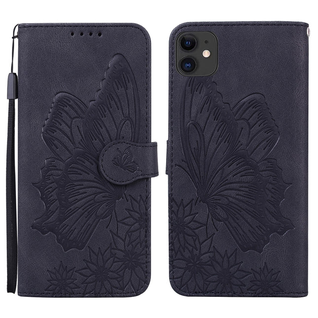 Retro Skin Feel Butterflies Embossing Horizontal Flip Leather Case with Holder & Card Slots & Wallet For iPhone 11(Black)-garmade.com