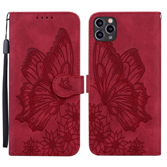 Retro Skin Feel Butterflies Embossing Horizontal Flip Leather Case with Holder & Card Slots & Wallet For iPhone 11 Pro(Red)-garmade.com