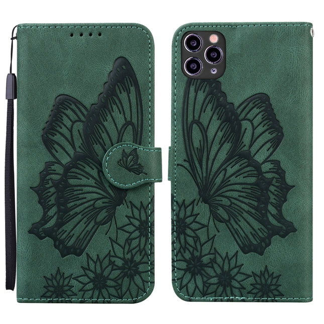 Retro Skin Feel Butterflies Embossing Horizontal Flip Leather Case with Holder & Card Slots & Wallet For iPhone 11 Pro(Green)-garmade.com