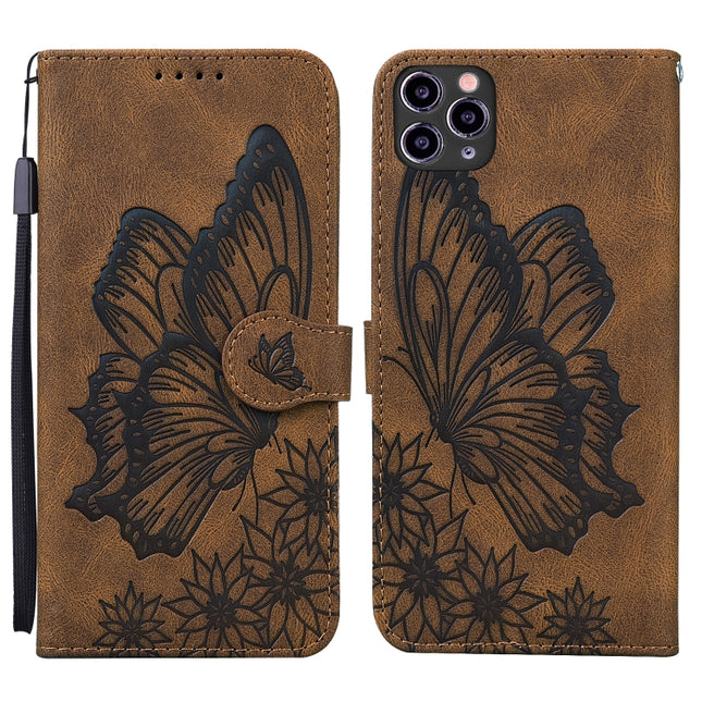 Retro Skin Feel Butterflies Embossing Horizontal Flip Leather Case with Holder & Card Slots & Wallet For iPhone 11 Pro(Brown)-garmade.com