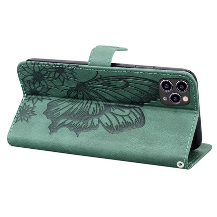 Retro Skin Feel Butterflies Embossing Horizontal Flip Leather Case with Holder & Card Slots & Wallet For iPhone 11 Pro Max(Green)-garmade.com