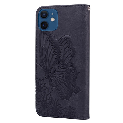 Retro Skin Feel Butterflies Embossing Horizontal Flip Leather Case with Holder & Card Slots & Wallet For iPhone 12 mini(Black)-garmade.com