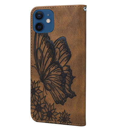 Retro Skin Feel Butterflies Embossing Horizontal Flip Leather Case with Holder & Card Slots & Wallet For iPhone 12 mini(Brown)-garmade.com