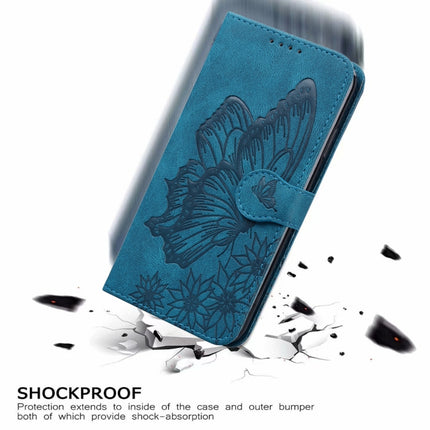 Retro Skin Feel Butterflies Embossing Horizontal Flip Leather Case with Holder & Card Slots & Wallet (Blue)-garmade.com