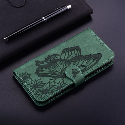 Retro Skin Feel Butterflies Embossing Horizontal Flip Leather Case with Holder & Card Slots & Wallet (Green)-garmade.com