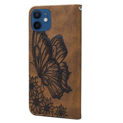 Retro Skin Feel Butterflies Embossing Horizontal Flip Leather Case with Holder & Card Slots & Wallet (Brown)-garmade.com