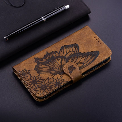 Retro Skin Feel Butterflies Embossing Horizontal Flip Leather Case with Holder & Card Slots & Wallet (Brown)-garmade.com