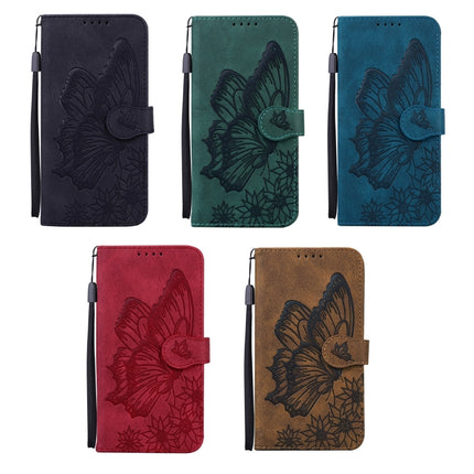 Retro Skin Feel Butterflies Embossing Horizontal Flip Leather Case with Holder & Card Slots & Wallet (Blue)-garmade.com
