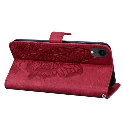 Retro Skin Feel Butterflies Embossing Horizontal Flip Leather Case with Holder & Card Slots & Wallet For iPhone XR(Red)-garmade.com