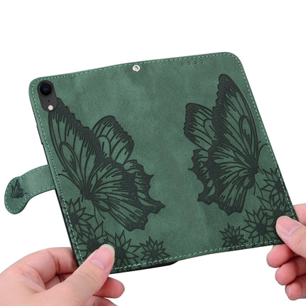 Retro Skin Feel Butterflies Embossing Horizontal Flip Leather Case with Holder & Card Slots & Wallet For iPhone XR(Green)-garmade.com