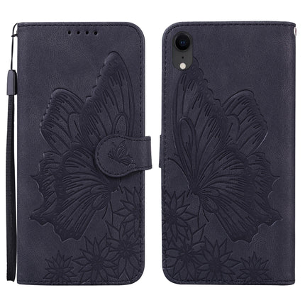 Retro Skin Feel Butterflies Embossing Horizontal Flip Leather Case with Holder & Card Slots & Wallet For iPhone XR(Black)-garmade.com
