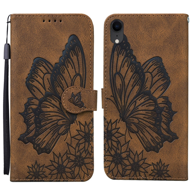 Retro Skin Feel Butterflies Embossing Horizontal Flip Leather Case with Holder & Card Slots & Wallet For iPhone XR(Brown)-garmade.com