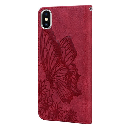 Retro Skin Feel Butterflies Embossing Horizontal Flip Leather Case with Holder & Card Slots & Wallet For iPhone XS Max(Red)-garmade.com