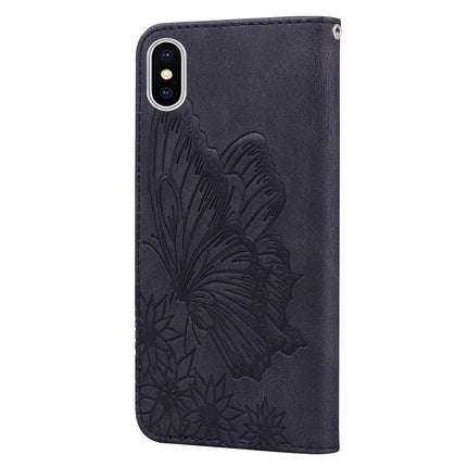 Retro Skin Feel Butterflies Embossing Horizontal Flip Leather Case with Holder & Card Slots & Wallet For iPhone XS Max(Black)-garmade.com