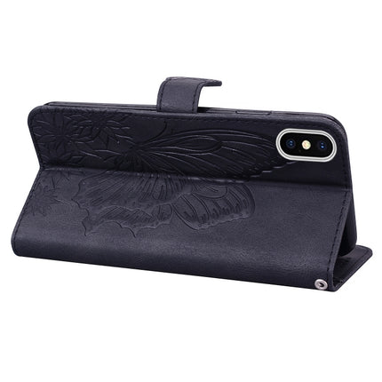 Retro Skin Feel Butterflies Embossing Horizontal Flip Leather Case with Holder & Card Slots & Wallet For iPhone XS Max(Black)-garmade.com