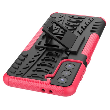 For Samsung Galaxy S21+ 5G Tire Texture Shockproof TPU+PC Protective Case with Holder(Pink)-garmade.com