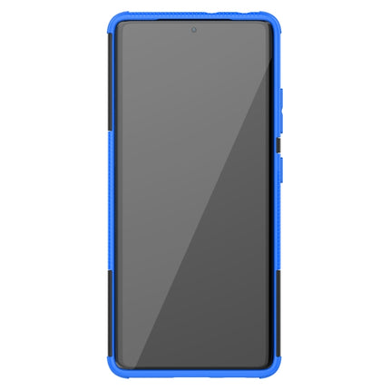 For Samsung Galaxy S21 Ultra 5G Tire Texture Shockproof TPU+PC Protective Case with Holder(Blue)-garmade.com