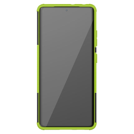 For Samsung Galaxy S21 Ultra 5G Tire Texture Shockproof TPU+PC Protective Case with Holder(Green)-garmade.com