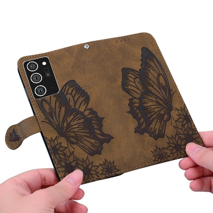 For Samsung Galaxy Note20 Ultra Retro Skin Feel Butterflies Embossing Horizontal Flip Leather Case with Holder & Card Slots & Wallet(Brown)-garmade.com