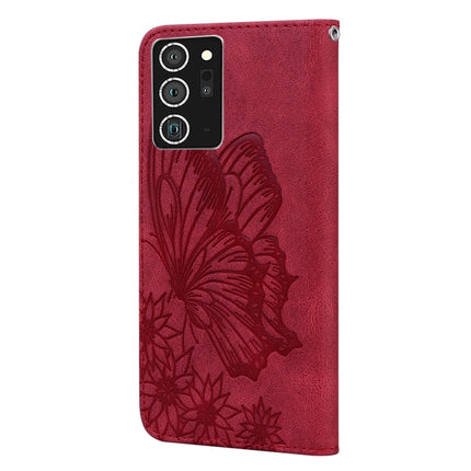 For Samsung Galaxy Note20 Ultra Retro Skin Feel Butterflies Embossing Horizontal Flip Leather Case with Holder & Card Slots & Wallet(Red)-garmade.com