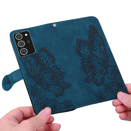 For Samsung Galaxy Note20 Ultra Retro Skin Feel Butterflies Embossing Horizontal Flip Leather Case with Holder & Card Slots & Wallet(Blue)-garmade.com