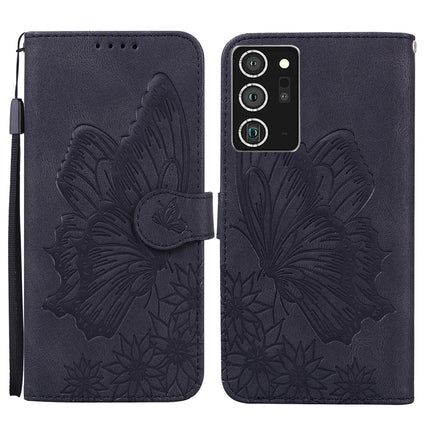 For Samsung Galaxy Note20 Ultra Retro Skin Feel Butterflies Embossing Horizontal Flip Leather Case with Holder & Card Slots & Wallet(Black)-garmade.com