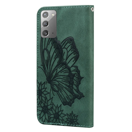 For Samsung Galaxy Note20 Retro Skin Feel Butterflies Embossing Horizontal Flip Leather Case with Holder & Card Slots & Wallet(Green)-garmade.com