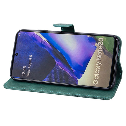 For Samsung Galaxy Note20 Retro Skin Feel Butterflies Embossing Horizontal Flip Leather Case with Holder & Card Slots & Wallet(Green)-garmade.com