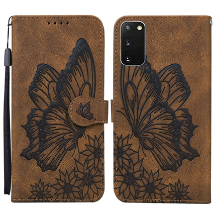 For Samsung Galaxy S20 Retro Skin Feel Butterflies Embossing Horizontal Flip Leather Case with Holder & Card Slots & Wallet(Brown)-garmade.com