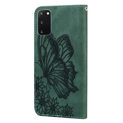 For Samsung Galaxy S20 Retro Skin Feel Butterflies Embossing Horizontal Flip Leather Case with Holder & Card Slots & Wallet(Green)-garmade.com