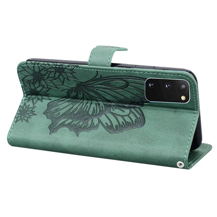 For Samsung Galaxy S20 Retro Skin Feel Butterflies Embossing Horizontal Flip Leather Case with Holder & Card Slots & Wallet(Green)-garmade.com