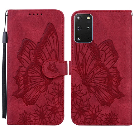 For Samsung Galaxy S20+ Retro Skin Feel Butterflies Embossing Horizontal Flip Leather Case with Holder & Card Slots & Wallet(Red)-garmade.com