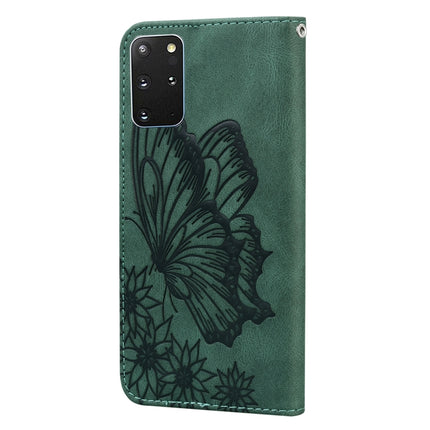 For Samsung Galaxy S20+ Retro Skin Feel Butterflies Embossing Horizontal Flip Leather Case with Holder & Card Slots & Wallet(Green)-garmade.com