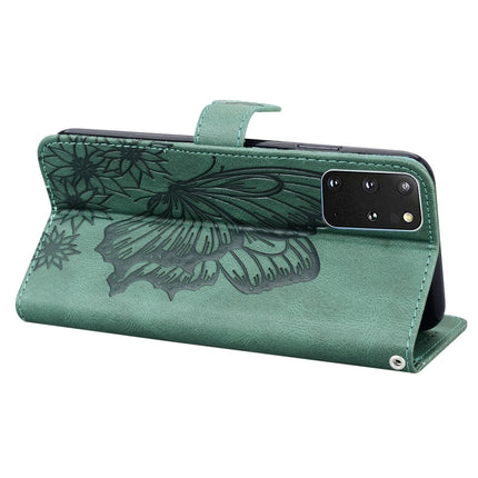 For Samsung Galaxy S20+ Retro Skin Feel Butterflies Embossing Horizontal Flip Leather Case with Holder & Card Slots & Wallet(Green)-garmade.com