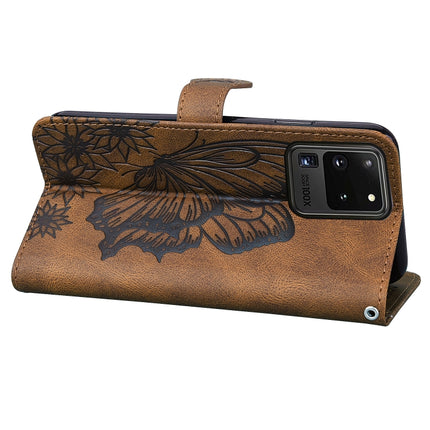 For Samsung Galaxy S20 Ultra Retro Skin Feel Butterflies Embossing Horizontal Flip Leather Case with Holder & Card Slots & Wallet(Brown)-garmade.com