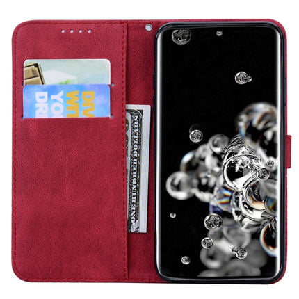 For Samsung Galaxy S20 Ultra Retro Skin Feel Butterflies Embossing Horizontal Flip Leather Case with Holder & Card Slots & Wallet(Red)-garmade.com