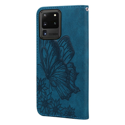 For Samsung Galaxy S20 Ultra Retro Skin Feel Butterflies Embossing Horizontal Flip Leather Case with Holder & Card Slots & Wallet(Blue)-garmade.com