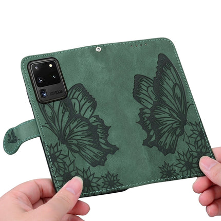 For Samsung Galaxy S20 Ultra Retro Skin Feel Butterflies Embossing Horizontal Flip Leather Case with Holder & Card Slots & Wallet(Green)-garmade.com