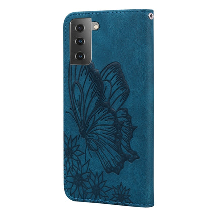 For Samsung Galaxy S21 5G Retro Skin Feel Butterflies Embossing Horizontal Flip Leather Case with Holder & Card Slots & Wallet(Blue)-garmade.com