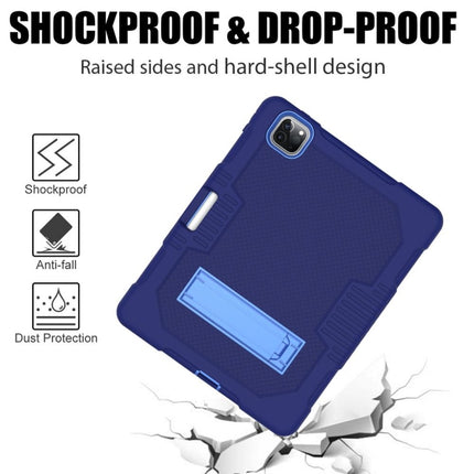 For iPad Pro 12.9 inch (2018/2020) Contrast Color Robot Shockproof Silicone + PC Protective Tablet Case with Holder(Navy Blue)-garmade.com